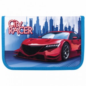 Пенал ПИФАГОР, 1 отделение, ламинированный картон, 19х11 см, "CITY RACER", 229146