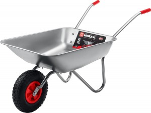 MIRAX Тачка садовая одноколесная MX-1, 65л, грузоподъемность 90кг, оцинкованная сталь, zu39900