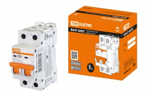TDM Авт. выкл.ВА47-60DC 2P  6А 6кА х-ка С  SQ0223-1025