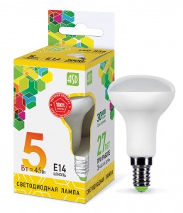 ASD standard R50 E14 5W(450lm) 3000K 2K 86x50 пластик/алюм  1531
