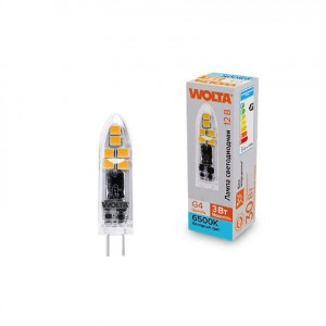Wolta лампа св/д JC G4 12V капсульная 3W(240lm) 6500K 6K пластик WSTD-JC-12V3W6KG4-P