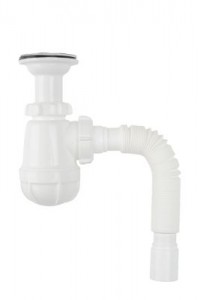 Aquant Сифон д/умывальника 1 1/2"х40 малый с выпуском,г.т.40х40,пласт.решетка,PS0105-40-MR (PS0105)