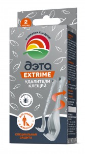 ДЭТА Удалитель клещей д/людей и животных 2шт/уп, цена за уп. 0804