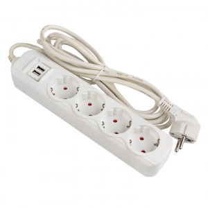 EKF сет. удл. ПВС 3х1 4 роз.  2 м 16А/3,5кВт 2 USB 2,1А земля "Эксперт" UBA16-2USB-4-02i