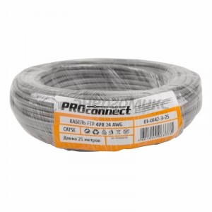 Кабель FTP 4PR 24AWG, CCA, CAT5e (бухта 25м)  PROCONNECT, 01-0142-3-25