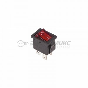 REXANT выкл. клавишный 250V 6А (4с) ON-OFF красный с инд. Mini цена за шт , (10!),36-2190