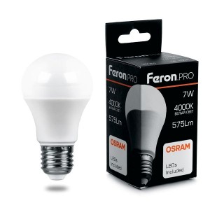 Feron.PRO ЛОН A60 E27 15W(1300lm) 6400K 6K матовый 125x60 OSRAM LED LB-1015 38037