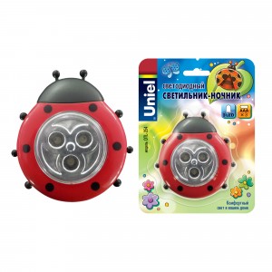 Uniel DTL-354 ночник 0.5W 3LED Божья коровка/Red (3xR03 не в компл) пластик, красный, BL