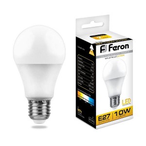 Feron ЛОН A60 E27 10W(800lm) 2700K 2K матовая 108x60, LB-92 25457