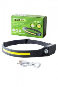 Фонарь GARIN LUX HR-10WL налоб, ак-р 1200mAh, 3,7V, СОВ, 7W, 350lm, 4К,св/д XPE 3W,кабель USB-Type C