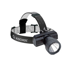 Космос фонарь налобный KocAcHead3W (лит.акк.3,7V1Ah) 1св/д XPE 3W,180lm,IPX4,чёрн з/у micro USB (5 шт.)