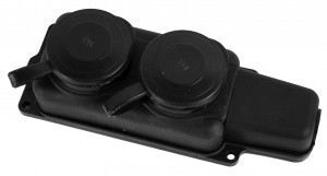 Volsten колодка ОУ двойная 2 гн. с загл. каучук 2P+PE 1x16A 220-240V IP44 черная, 14435