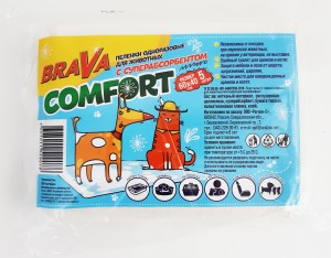 Пеленки для собак/кошек БРАВА COMFORТ с суперабсорбентом и бумагой тиссью 5шт/уп(60*40см)177397 9078