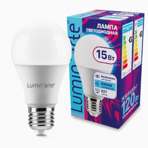 Lumin'arte лампа св/д ЛОН А60 15W E27 (120lm) 6500K 6K 112x60 LSTD-A60-15W6KE27