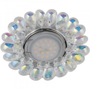 Fametto DLS-P119-2001 MR16 GU5.3 св-к встр. Peonia Круг Металл хром 102(55)x45 Стекло Радужный