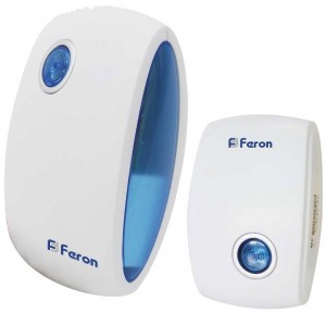 Feron E-376 звонок IP20 36 мелодий, 2*1,5V/АА (база), белый, синий 23689