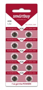 Батарейка часовая Smartbuy AG6-10B G6 (370) LR920, LR69 BL10 (200/2000)  (SBBB-AG6-10B)