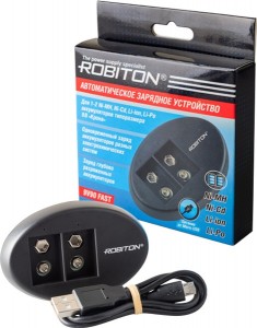 Зарядное устройство ROBITON 9V90 FAST BL1 для 1-2 аккумуляторов "Крона", ток заряда 90-250 мА, 18105