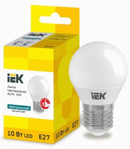 IEK шар G45 E27 10W(900lm) 4000К 4K 72х45 матов. ALFA LLA-G45-10-230-40-E27
