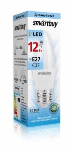 Smartbuy свеча C37 Е27 12W (960 lm) 4000К 4К 37х105 матовая пластик SBL-C37-12-40K-E27