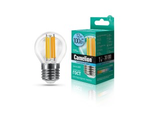 Camelion Шар G45 E27 12W(1215lm) 4500K 4K филамент 75x45 LED12-G45-FL/845/E27 (10!)