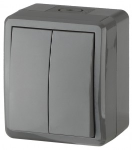 ЭРА Эксперт выкл. ОУ 2 кл. 10А серый (PC) IP54 11-1404-03