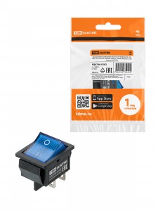 TDM выключатель клавишный KCD4-201N синий 250В, 2P, 16А, (4с), ON-OFF, LED SQ0746-0163