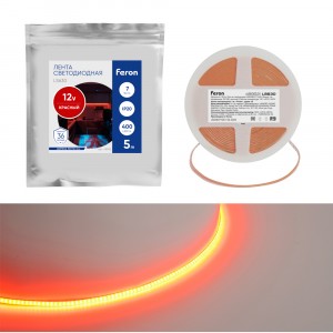 Feron Лента св/д 12V 7W/m 400SMD(2110)/м красный 5000х3х1.8мм IP20 LS630 48952