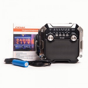 Радиоприемник "Сигнал РП-228", FM - 64-108 Мгц, 2xR20, 220V, USB, SD 198х74х106мм, черный