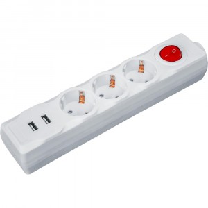 Navigator сет. удл. ПВС 3х1 3 роз.+2хUSB(2.1A ) 1.8 м земля, выкл. NPE-USB01-03-180-ESC-3X1 61455