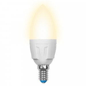 Uniel Свеча диммир. E14 6W(560lm 240°) 2700K 2K матовая 106x37 пласт LED-C37-6W/WW/E14/FR/DIM