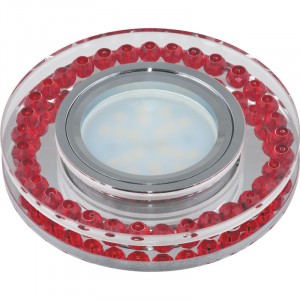 Fametto DLS-P104-2001 MR16 св-к встр. Peonia Круг Металл хром 95(65)x30 Стекло Прозр./Красный