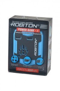 Внешний аккумулятор Robiton Power Bank-X 6000 mAh, 2USB, BL1, 15195