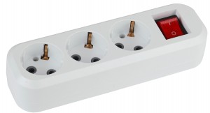 ЭРА колодка 3 роз. 16А, земля, выкл (корпус ABS-пластик, белый) KX-3es  3305