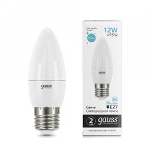 Gauss Elementary Свеча E27 12W(950lm) 4100K 4K матов., пластик 30222