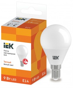 IEK шар G45 E14 9W(810lm) 3000К 3K ECO LLE-G45-9-230-30-E14