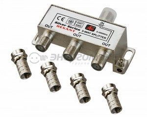 Rexant splitter (делитель) на 3TV +4 штF   Silver в коробке 05-6102