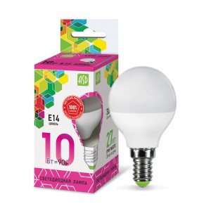 ASD standard Шар P45 E14 10W(900lm) 6500К 6K 89x45 пластик/алюм  5460