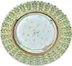 Ecola GX53 H4 св-к Стекло Круг c прозр и бирюз.стразами золото-золото фон зерк. 40x120 FM53RGECB