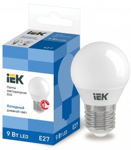 IEK шар G45 E27 9W(810lm) 6500К 6K ECO LLE-G45-9-230-65-E27