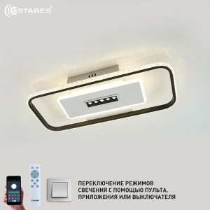 Estares св-к-люстра св/д управл. MOND 2SL 65W(6500lm) 2K-4K-6K 610x250x60 пульт ДУ/API прозр. IP20