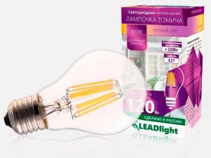 ТОМИЧА ЛОН A60 E27 10W(1010lm) 4000K для ванной 4K 110x60 филам.(нитевид) прозр LEADLight СА230-10-1
