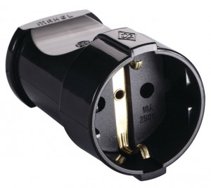 Makel штепсель 16А 250В (ABS, черный, земля) 10053
