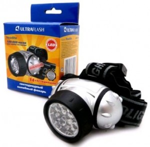 Ultraflash фонарь налобный LED5352 (3xR03) 14св/д (30lm), серебр./пластик,поворот.отражат,4 режима