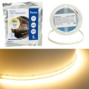 Feron Лента св/д 24V 22W/m 3000К 240SMD(2835)/м 5000x10x1.22мм IP20 LS503 48829