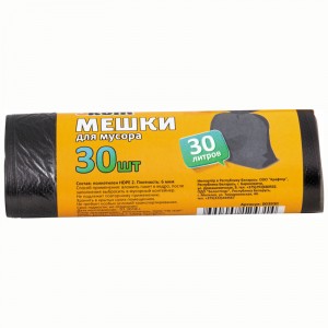 Мешки д/мусора, 30л, 6мкм, 30шт/рул, ПНД, черные 3930 Рыжий Кот