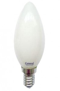 General свеча E14 7W 2700K 2K 35x98 филамент (нитевидная), матовая 649947