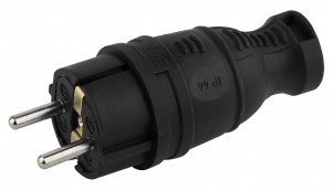 ЭРА вилка прямая каучук V8-B 2P+PE 1х16А 220-240V черная IP44 4714 (Турция)