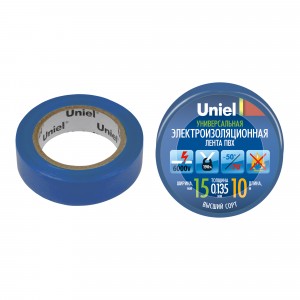 Uniel Изолента ПВХ 15/10 синяя UIT-135P 10/15/01 BLU
