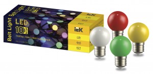 IEK Набор ламп св/д шарG45 E27 1W(80lm)230В MIX 10 шт д/гир Белт Лайт 45x70 LLE-G45-1-230-MIX-E27-10